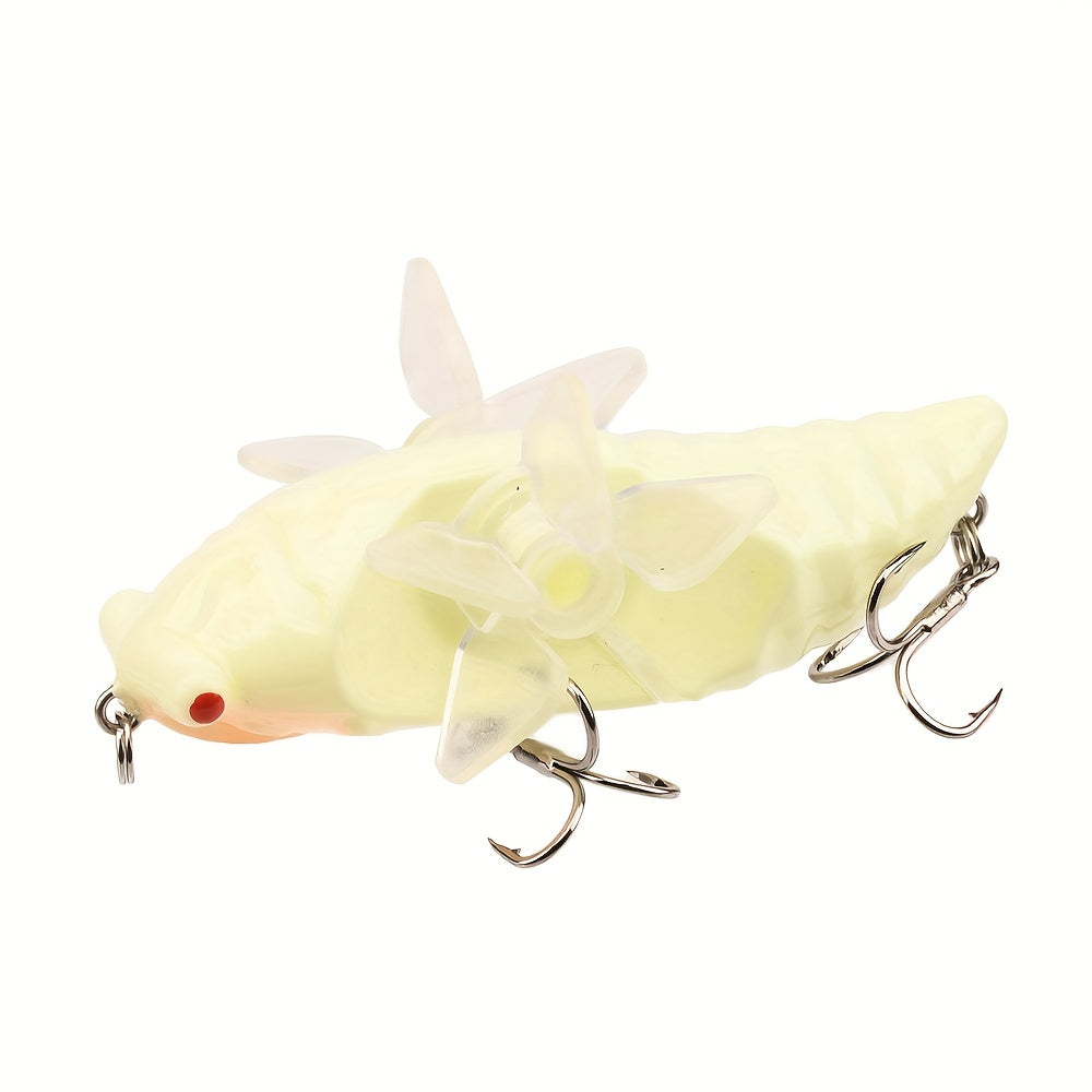 Bionic Cicada Hard Fish Lure - Spinning Fishing Bait with Propeller Treble Hook for Freshwater and Saltwater Fishing - 7.5cm/14g - Lifelike Design for Increased Catch Rates - For Anglers - Suitable for Bass, Trout, and Other