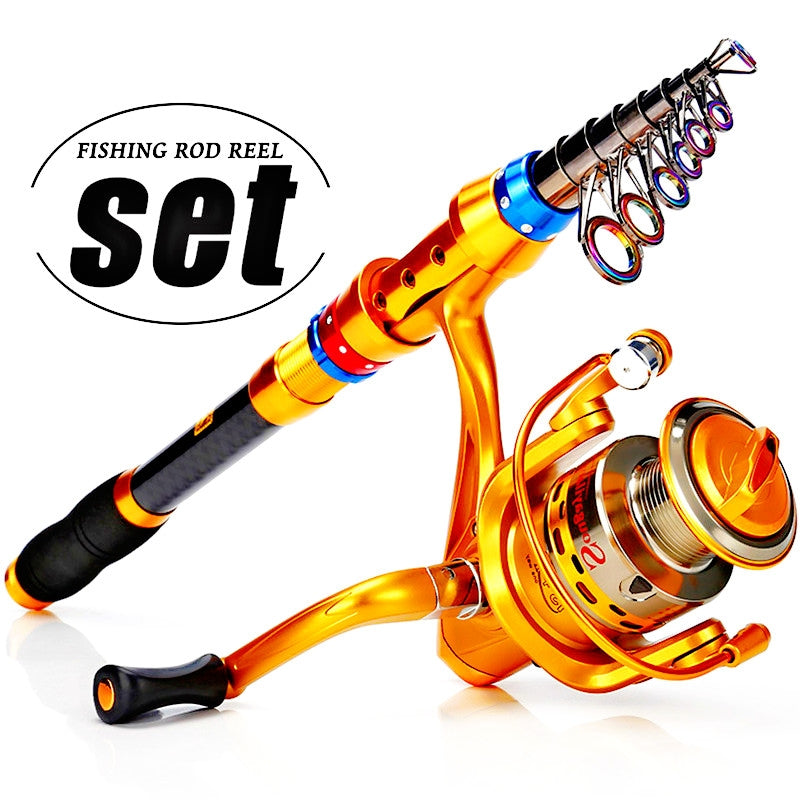 1.8-3.6M Telescopic Travel Fishing Rod Set - Portable, Lightweight, Saltwater & Freshwater Compatible, Spinning Reel Combo with Durable Carbon Construction - Ideal for Travel, Beginners and Experienced Anglers
