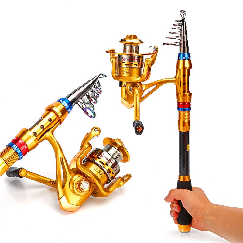 1.8-3.6M Telescopic Travel Fishing Rod Set - Portable, Lightweight, Saltwater & Freshwater Compatible, Spinning Reel Combo with Durable Carbon Construction - Ideal for Travel, Beginners and Experienced Anglers