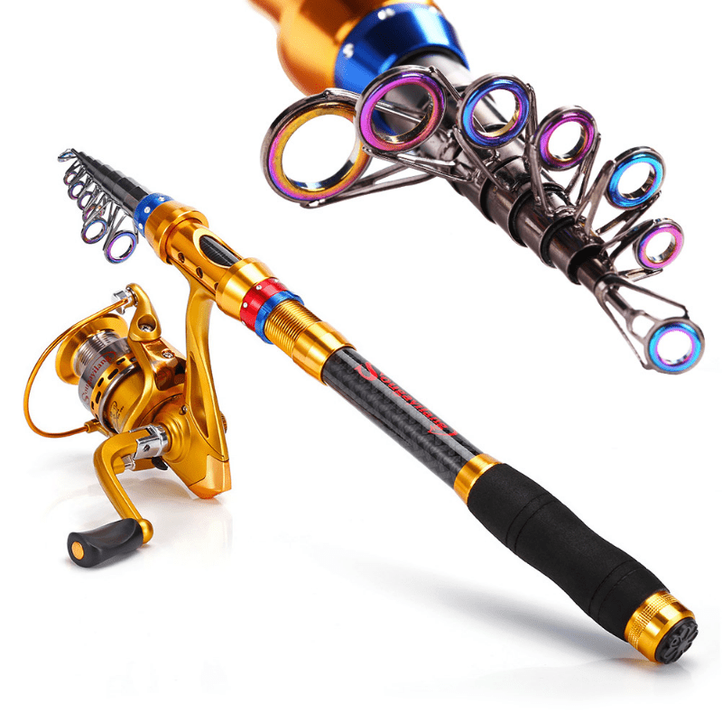 1.8-3.6M Telescopic Travel Fishing Rod Set - Portable, Lightweight, Saltwater & Freshwater Compatible, Spinning Reel Combo with Durable Carbon Construction - Ideal for Travel, Beginners and Experienced Anglers
