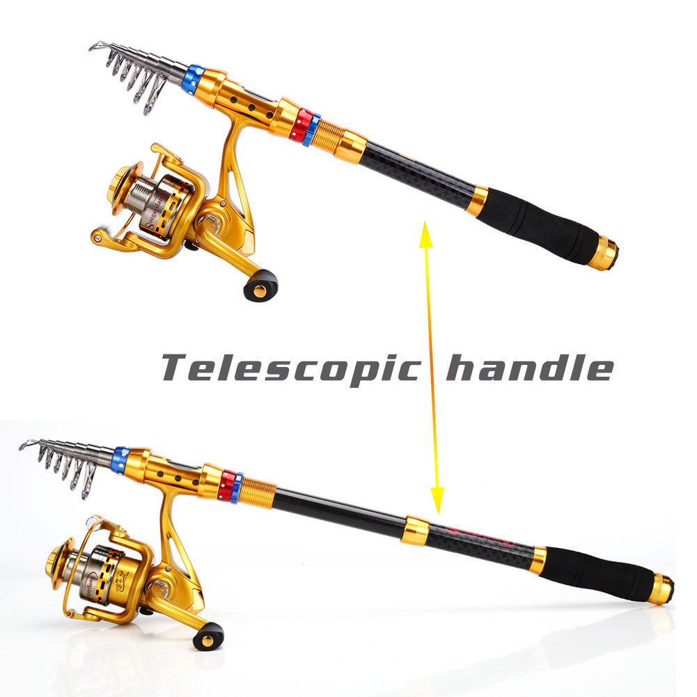 1.8-3.6M Telescopic Travel Fishing Rod Set - Portable, Lightweight, Saltwater & Freshwater Compatible, Spinning Reel Combo with Durable Carbon Construction - Ideal for Travel, Beginners and Experienced Anglers