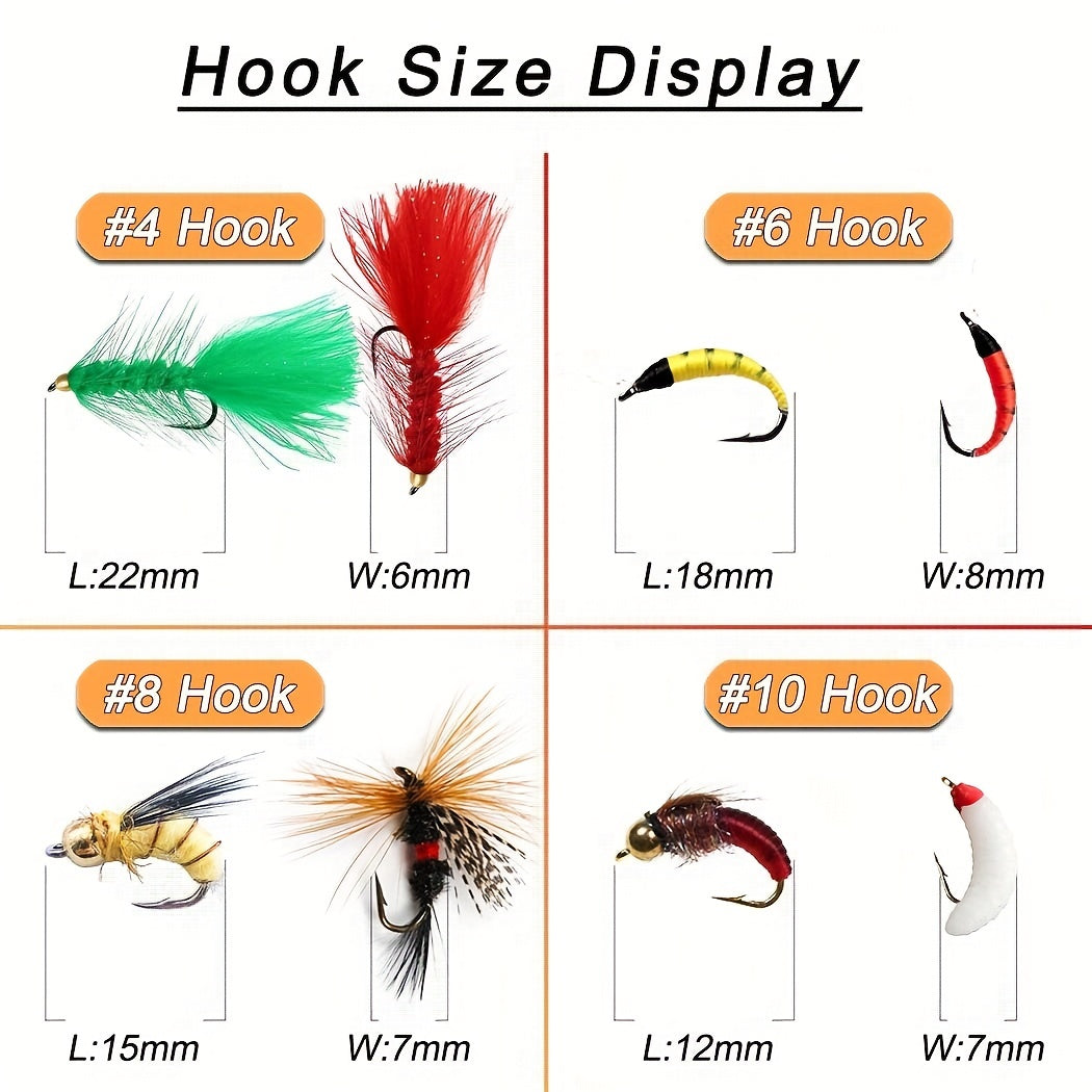 24/33/40/65/76/100/114pcs Fly Fishing Flies Kit, Handmade Fly Fishing Gear With Dry/Wet Flies, Streamers, Fly Assortment Trout Bass Fishing With Fly Box