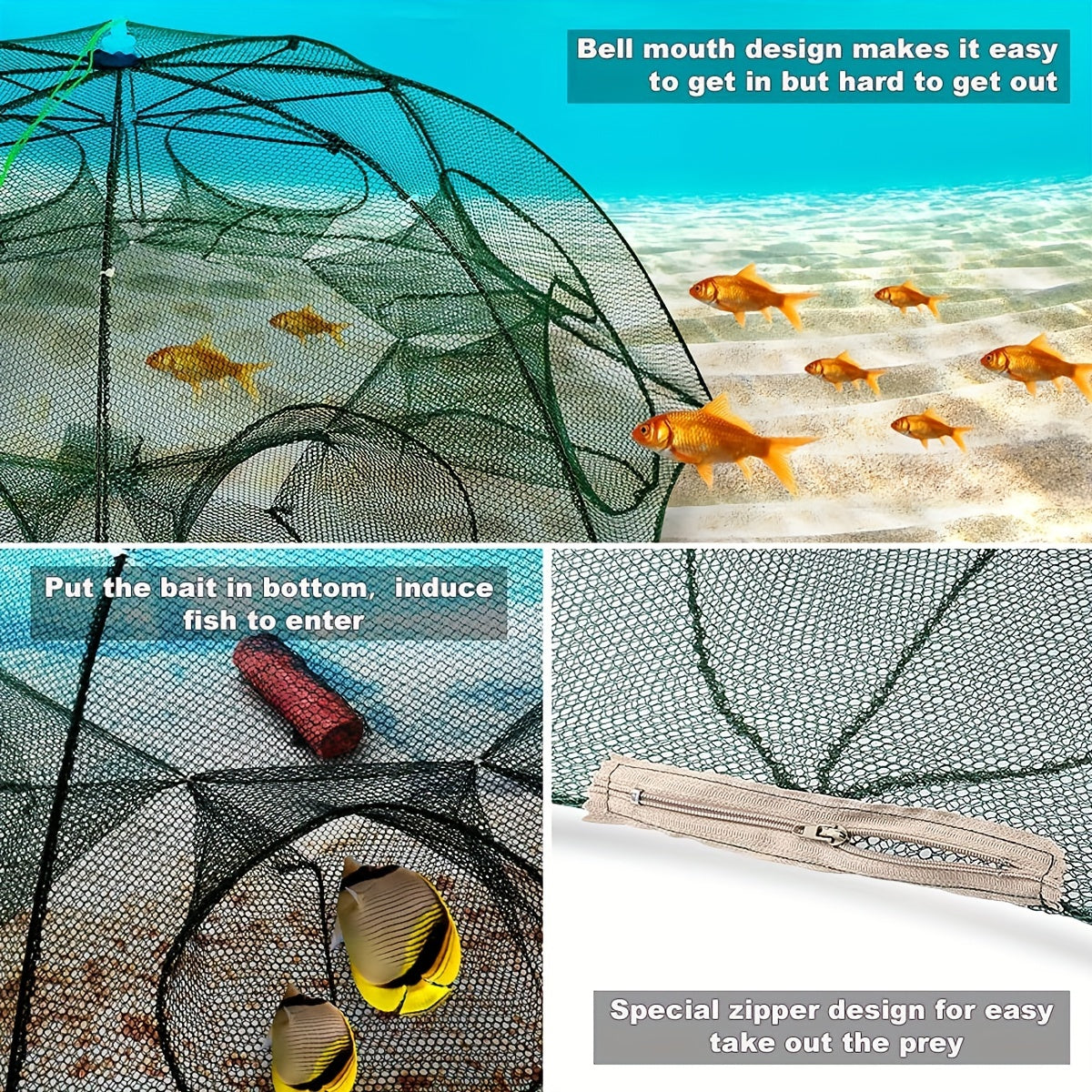 Foldable Hexagonal 1pc Umbrella Fishing Net - Catch Minnow, Crayfish, and Crabs Effortlessly!