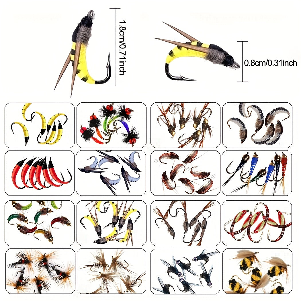 24/33/40/65/76/100/114pcs Fly Fishing Flies Kit, Handmade Fly Fishing Gear With Dry/Wet Flies, Streamers, Fly Assortment Trout Bass Fishing With Fly Box