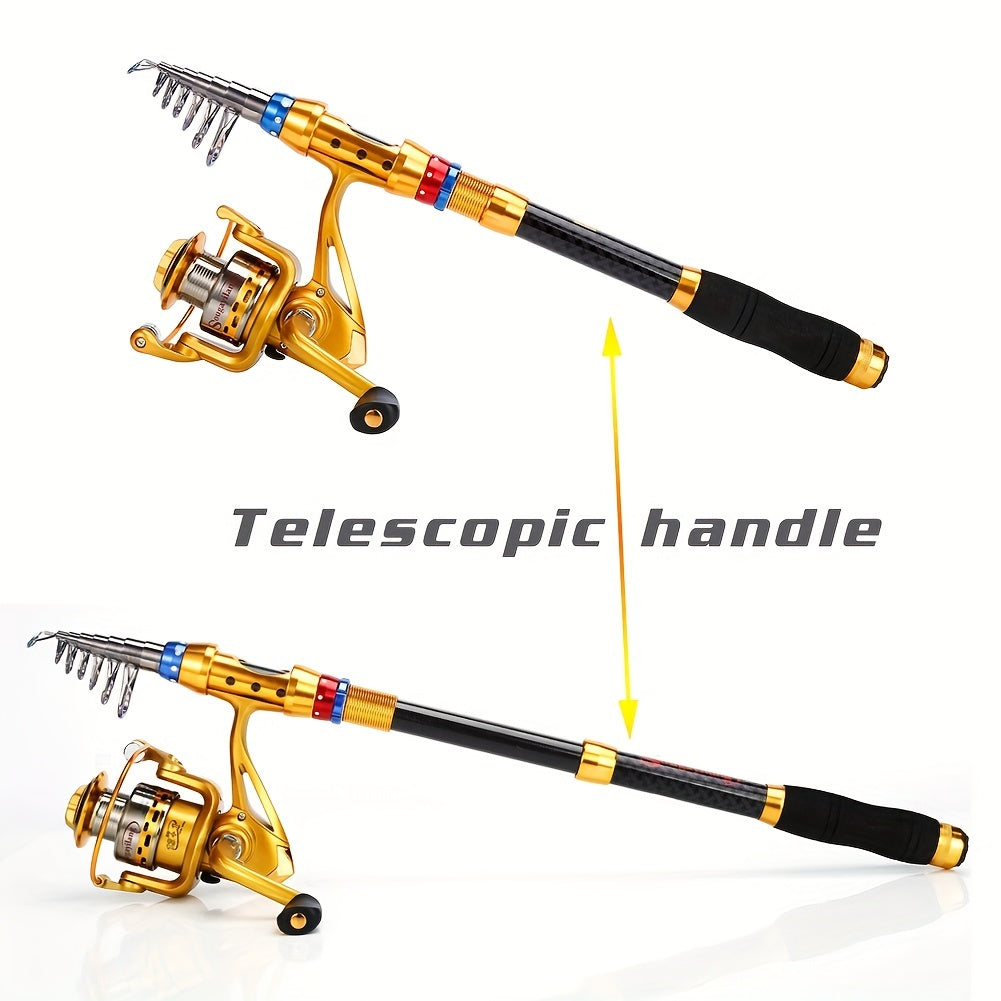 1.8-3.6M Telescopic Travel Fishing Rod Set - Portable, Lightweight, Saltwater & Freshwater Compatible, Spinning Reel Combo with Durable Carbon Construction - Ideal for Travel, Beginners and Experienced Anglers