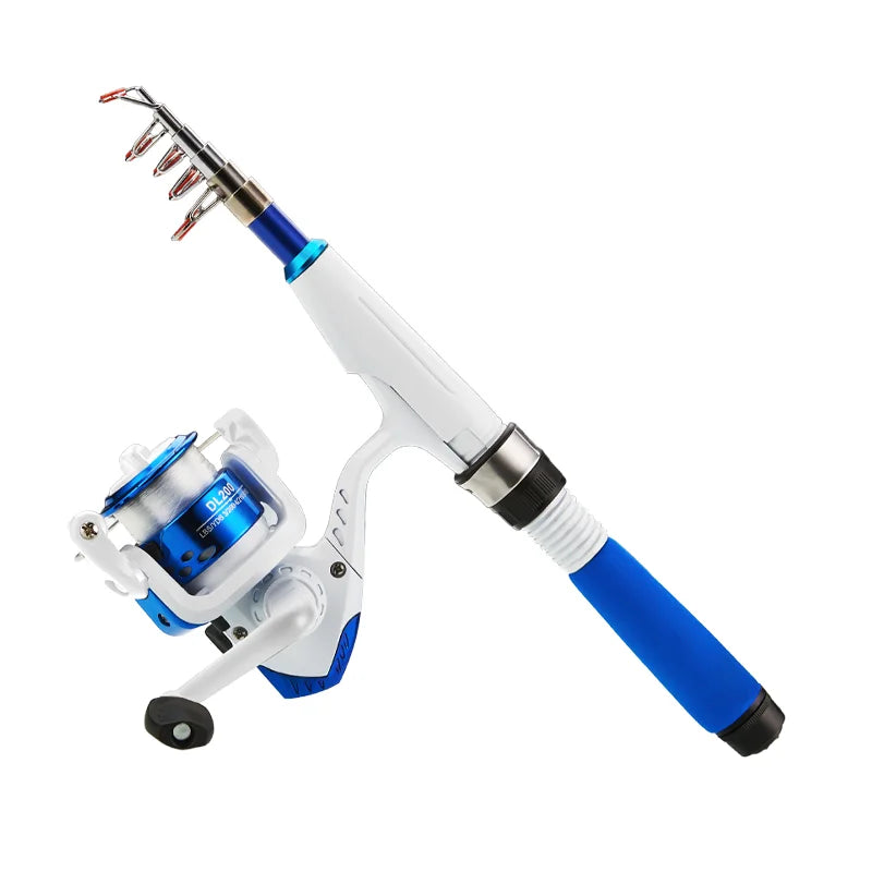 DEUKIO Mini Fishing Pole Kits With Short Telescopic Fishing Rod And Spinning Reel Baits Travel Pole Set for Beginner Children