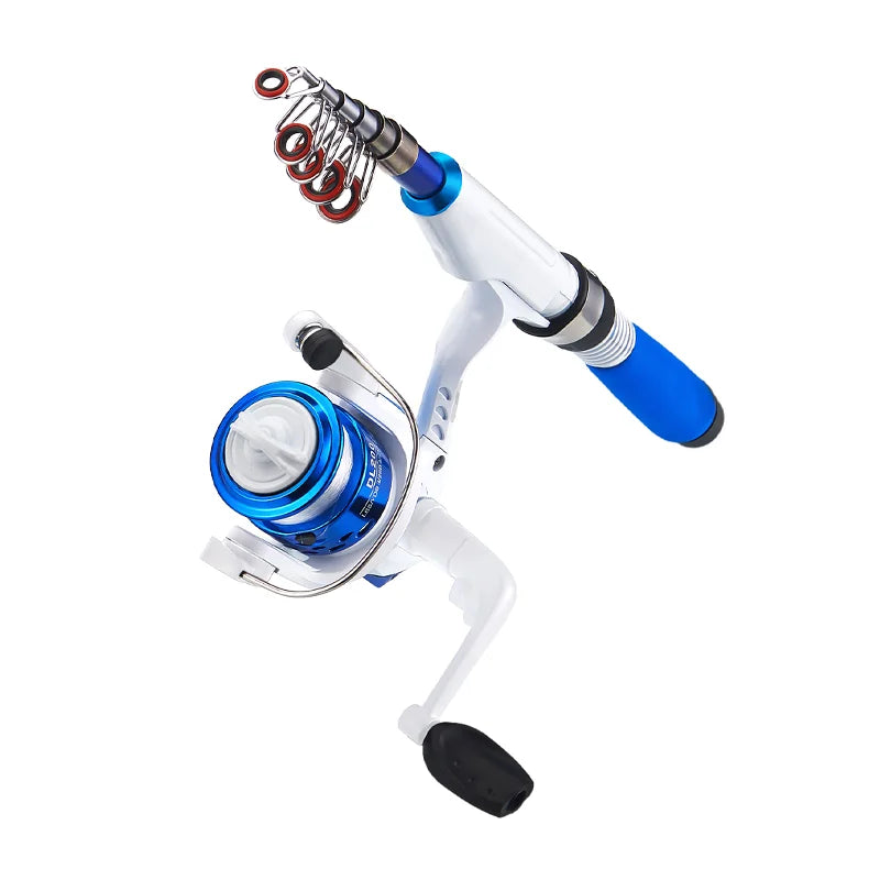DEUKIO Mini Fishing Pole Kits With Short Telescopic Fishing Rod And Spinning Reel Baits Travel Pole Set for Beginner Children