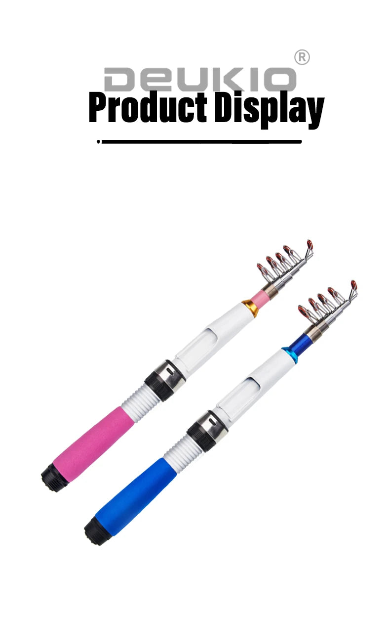 DEUKIO Mini Fishing Pole Kits With Short Telescopic Fishing Rod And Spinning Reel Baits Travel Pole Set for Beginner Children