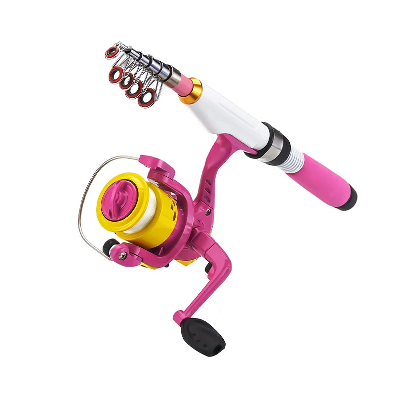 DEUKIO Mini Fishing Pole Kits With Short Telescopic Fishing Rod And Spinning Reel Baits Travel Pole Set for Beginner Children