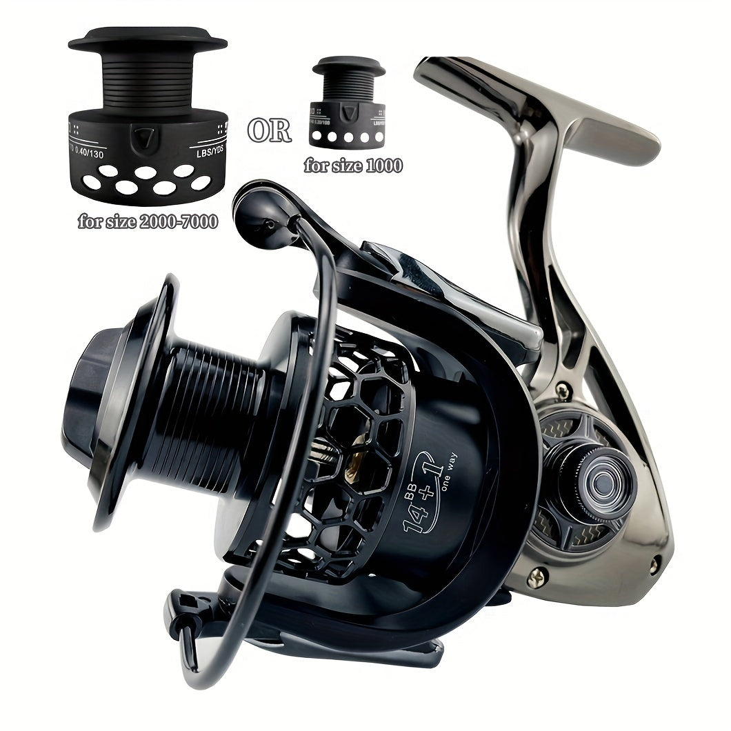 14+1BB High-Speed Spinning Reel - Revolutionizing Gapless Twin Axis Design for Blazing Fast Saltwater & Freshwater Fishing Adventures with Ultra-Smooth Performance and Durable Construction