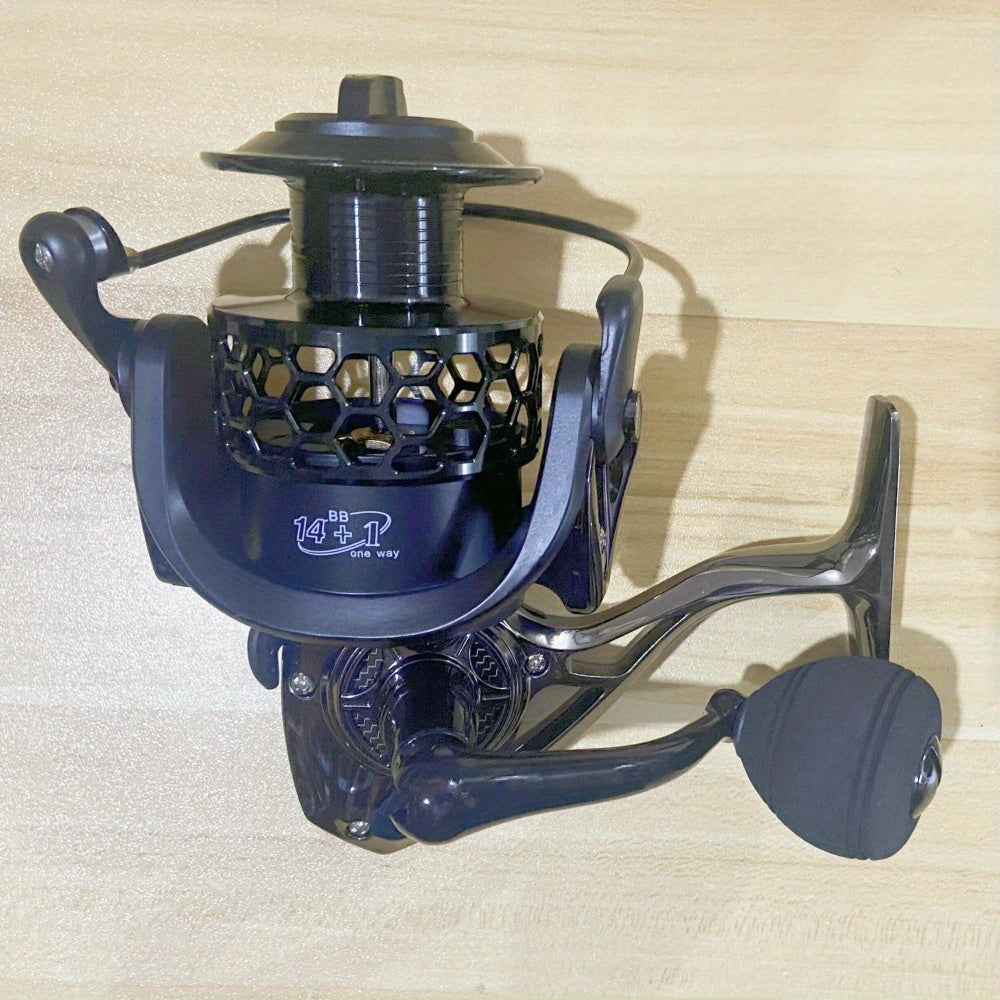 14+1BB High-Speed Spinning Reel - Revolutionizing Gapless Twin Axis Design for Blazing Fast Saltwater & Freshwater Fishing Adventures with Ultra-Smooth Performance and Durable Construction