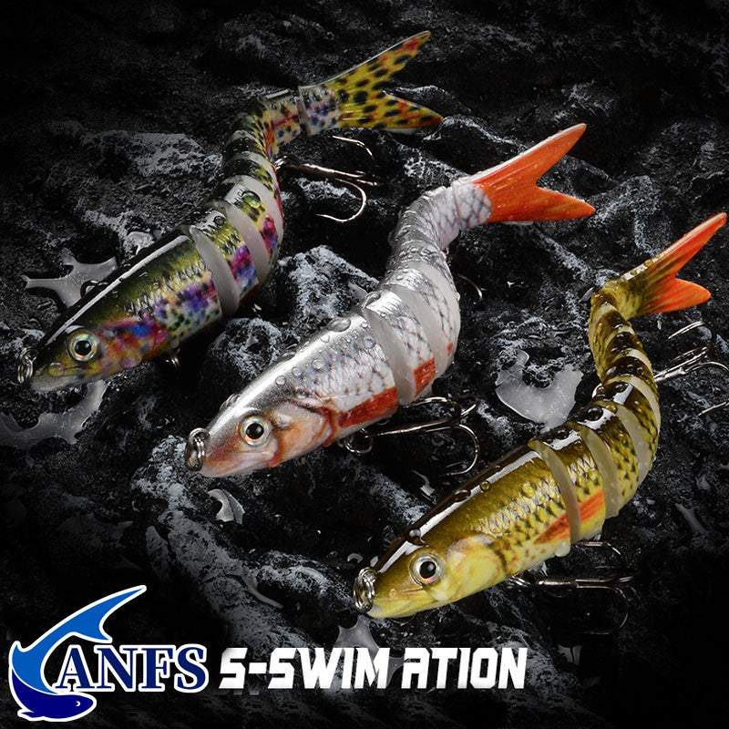 Multi-Jointed Swimbait Crank Bait - Slow Sinking Bionic Artificial Bait for Freshwater and Saltwater Trout and Bass Fishing - 10g/13.5cm - Includes Fishing Accessories