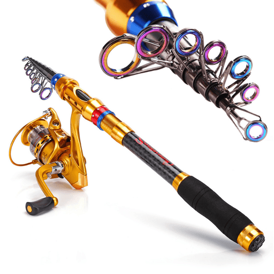 1.8-3.6M Telescopic Travel Fishing Rod Set - Portable, Lightweight, Saltwater & Freshwater Compatible, Spinning Reel Combo with Durable Carbon Construction - Ideal for Travel, Beginners and Experienced Anglers