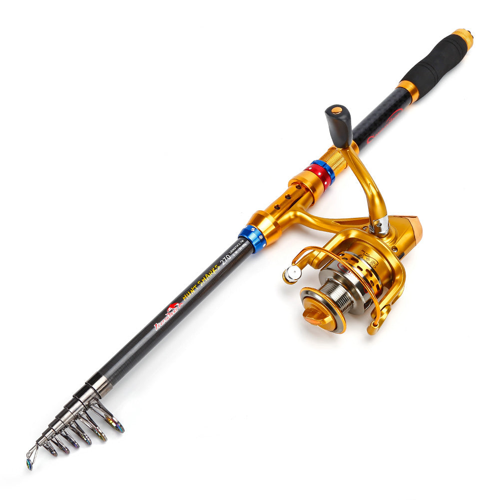 1.8-3.6M Telescopic Travel Fishing Rod Set - Portable, Lightweight, Saltwater & Freshwater Compatible, Spinning Reel Combo with Durable Carbon Construction - Ideal for Travel, Beginners and Experienced Anglers