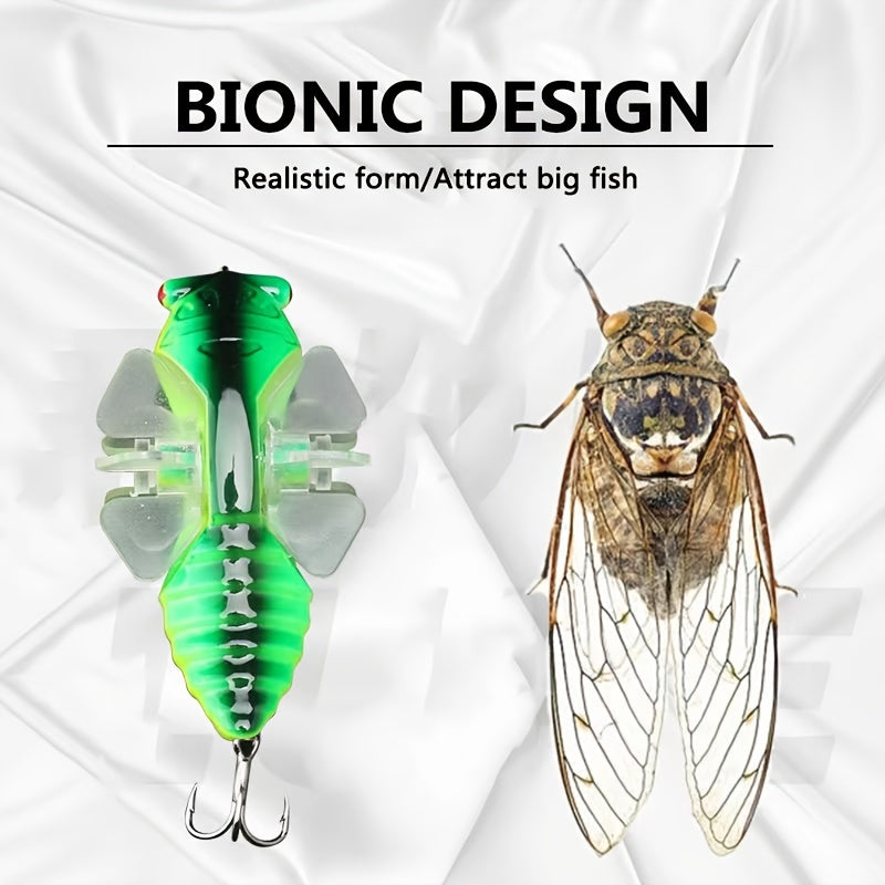Bionic Cicada Hard Fish Lure - Spinning Fishing Bait with Propeller Treble Hook for Freshwater and Saltwater Fishing - 7.5cm/14g - Lifelike Design for Increased Catch Rates - For Anglers - Suitable for Bass, Trout, and Other