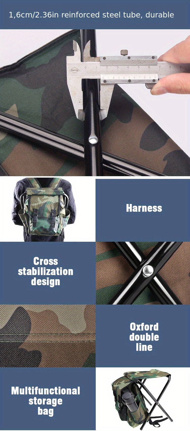 1pc Folding Camping Chair, Backpacking Picnic Bags, Suitable For Outdoor Fishing Trips Beach Barbecue