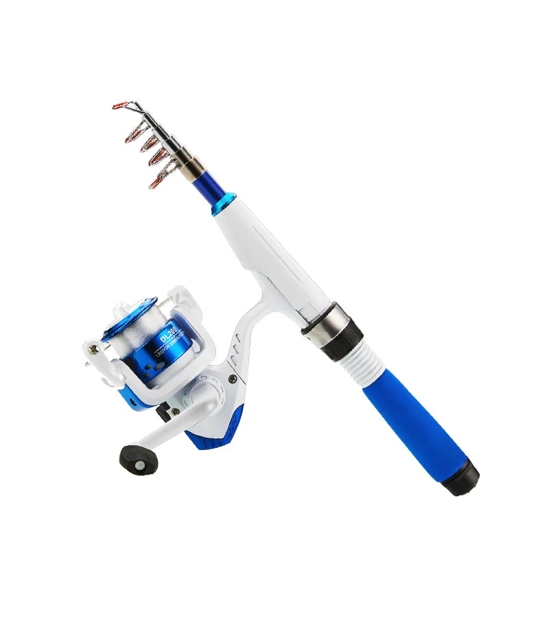 DEUKIO Mini Fishing Pole Kits With Short Telescopic Fishing Rod And Spinning Reel Baits Travel Pole Set for Beginner Children