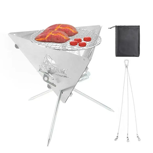 Camping Hanging  Triangular Burning Platform Outdoor Triangular Brazier Tripod BBQ Grill Folding Firewood Burner Bonfire Stove