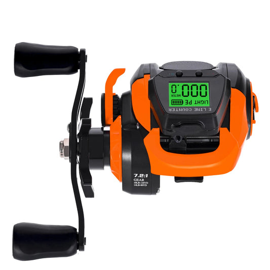 7+1 Ball Bearing Waterproof Professional Digital Display Electronic Line Counter Wheel Bait Throwing Fishing Line Reel TWO Sets