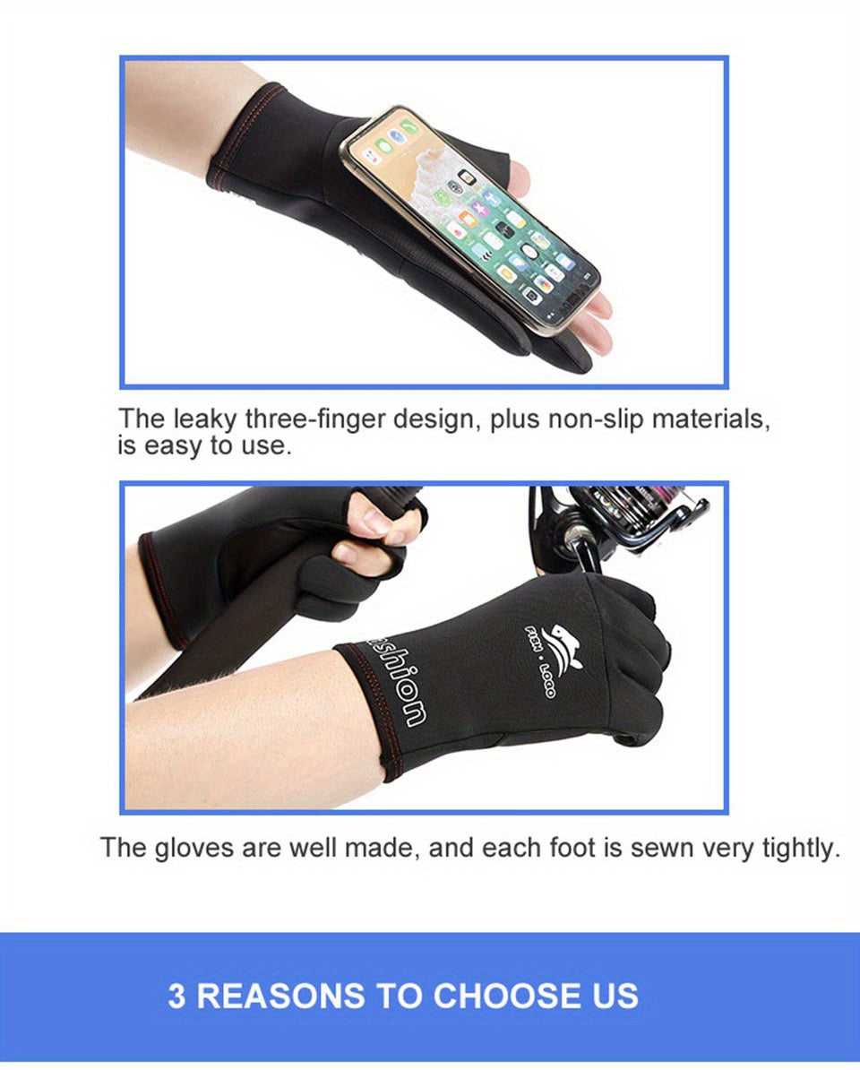 1pair Waterproof & Non-Slip Fishing Gloves - Perfect for Anglers! -  For Men & Women - Suitable for Fishing & Outdoor Activities - Ideal Gift for Fishing Enthusiasts