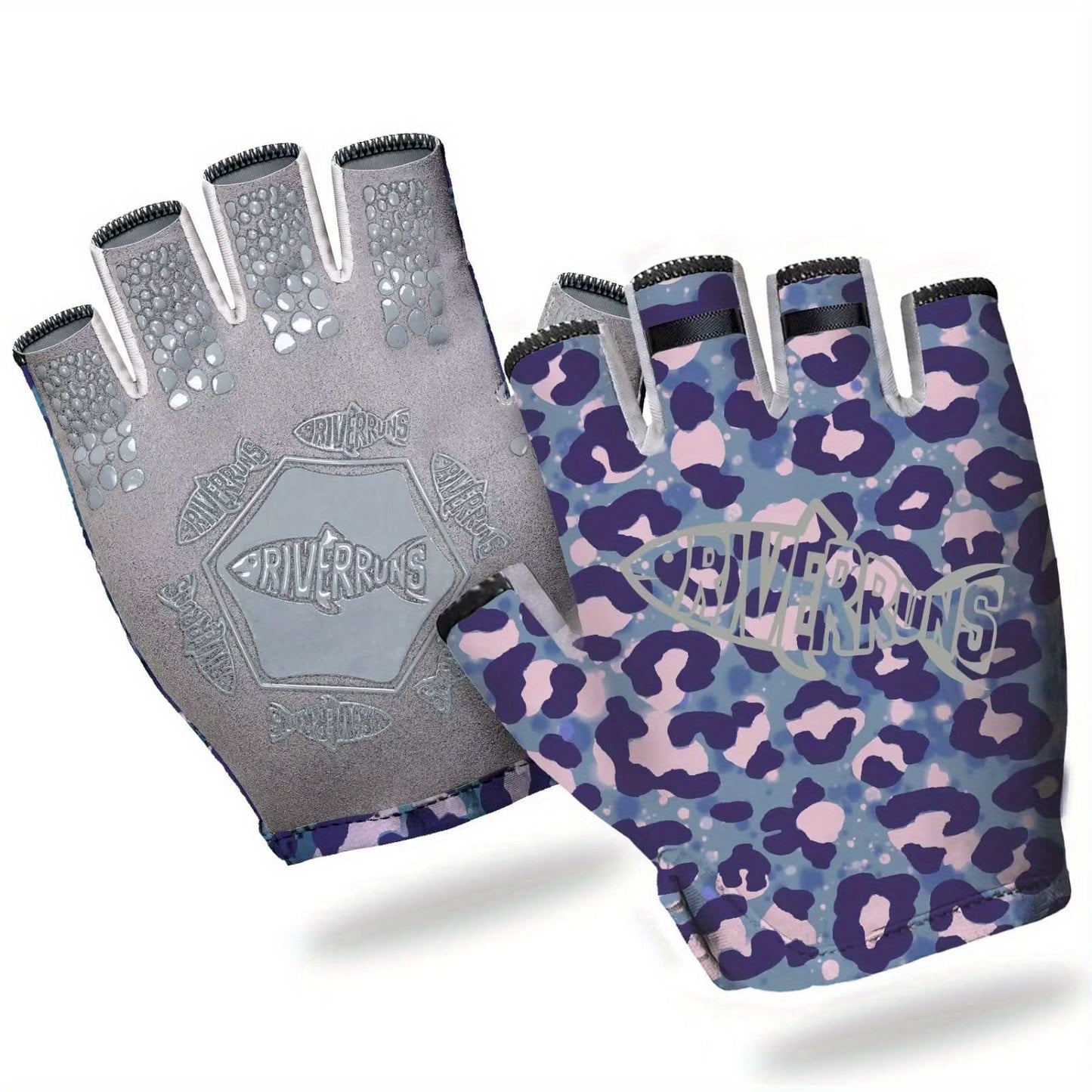 Breathable Fingerless Fishing Gloves for Men and Women - Lightweight, Quick-Dry Polyester Blend with Synthetic Faux Leather Palm for Kayaking, Paddling & Outdoor Sports
