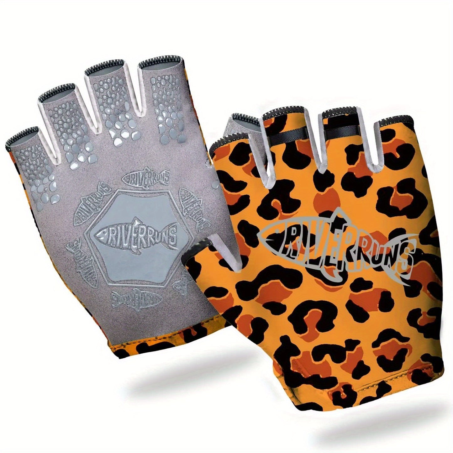 Breathable Fingerless Fishing Gloves for Men and Women - Lightweight, Quick-Dry Polyester Blend with Synthetic Faux Leather Palm for Kayaking, Paddling & Outdoor Sports