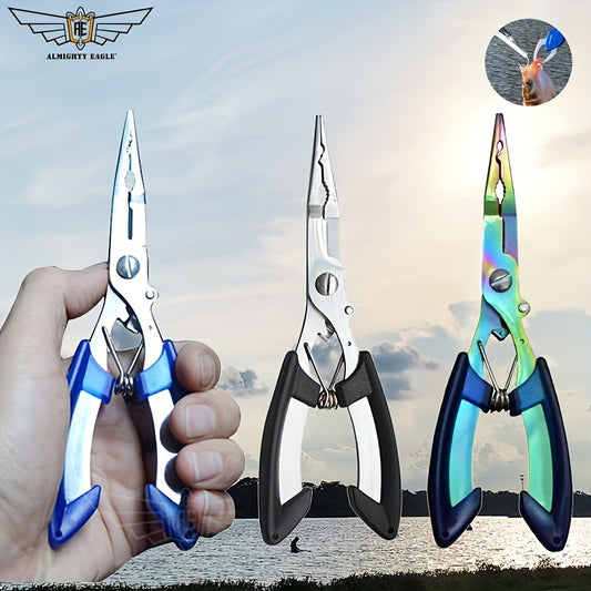Heavy-Duty Stainless Steel Fishing Pliers with Precision Scissors, Lure Cutter & Safe Hook Remover - Ultimate Must-Have Fishing Tool for Outdoor Enthusiasts and Anglers